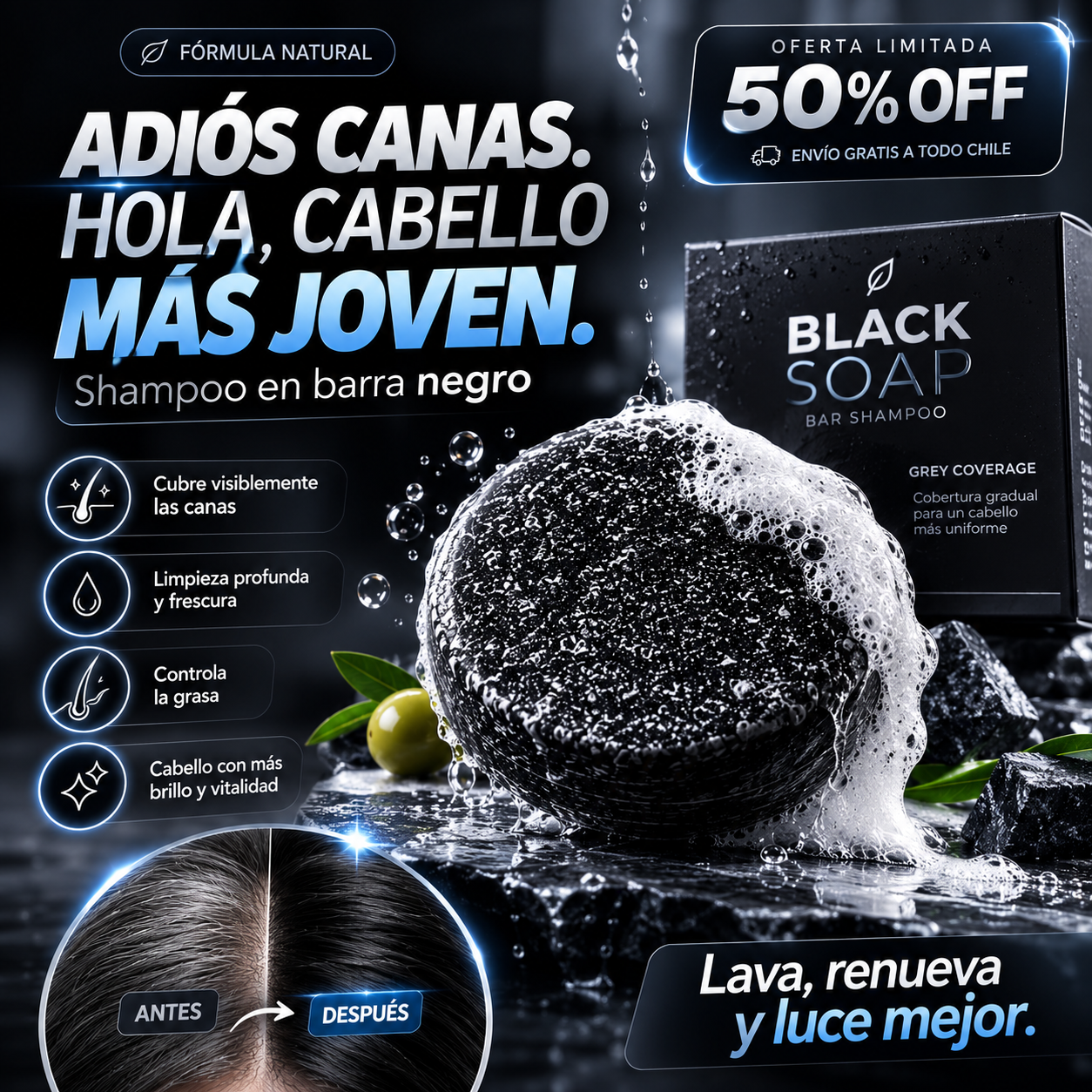 Y - BARRA DE SHAMPOO NEGRO ANTI CANAS