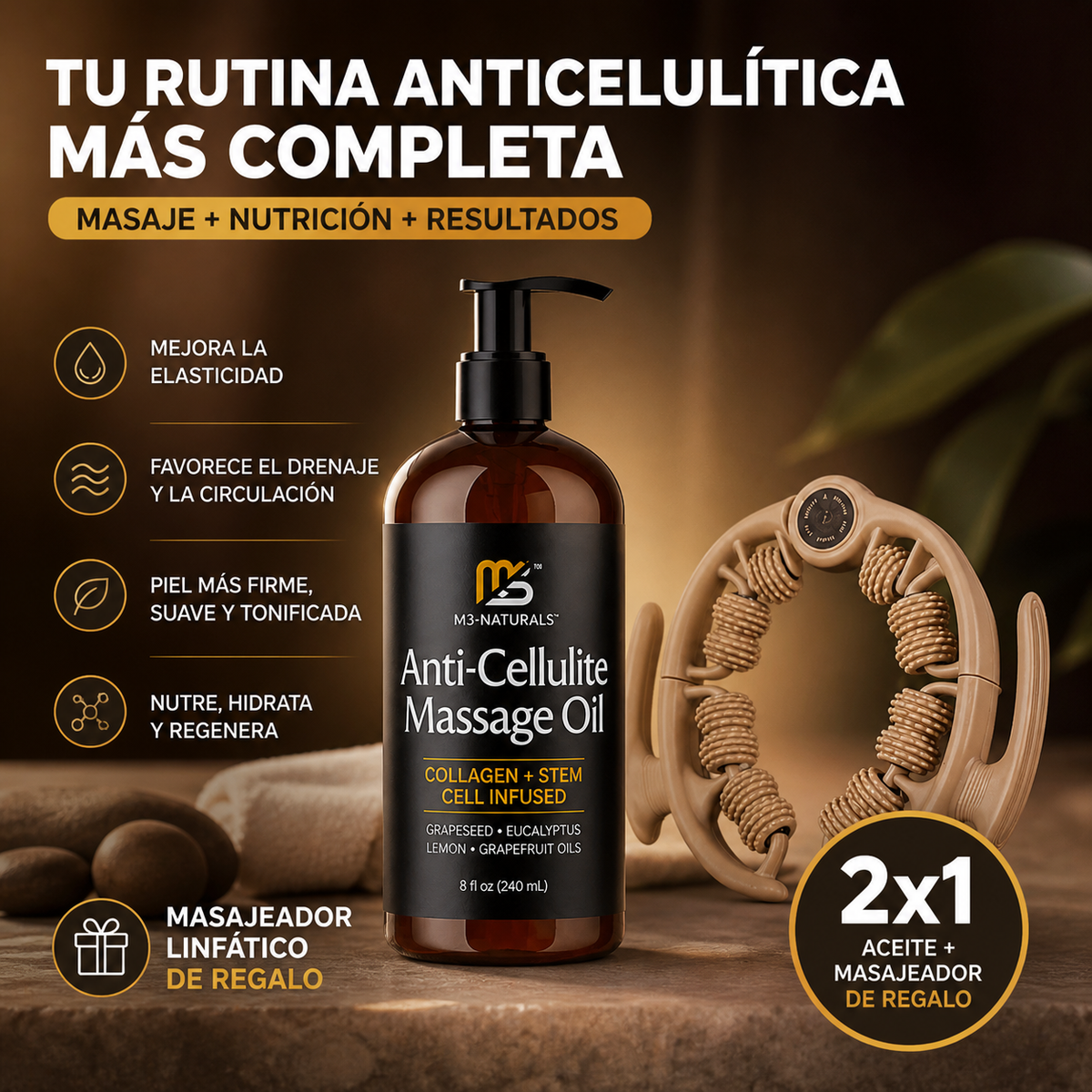 Aceite Anticelulítico Reafirmante 240ml | M3 Naturals