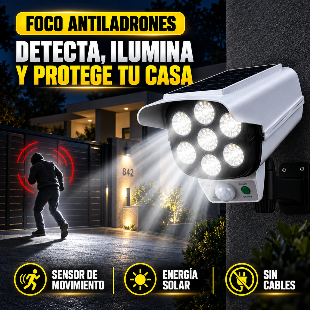 SUNSHIELD® | Foco Solar LED Tipo Cámara