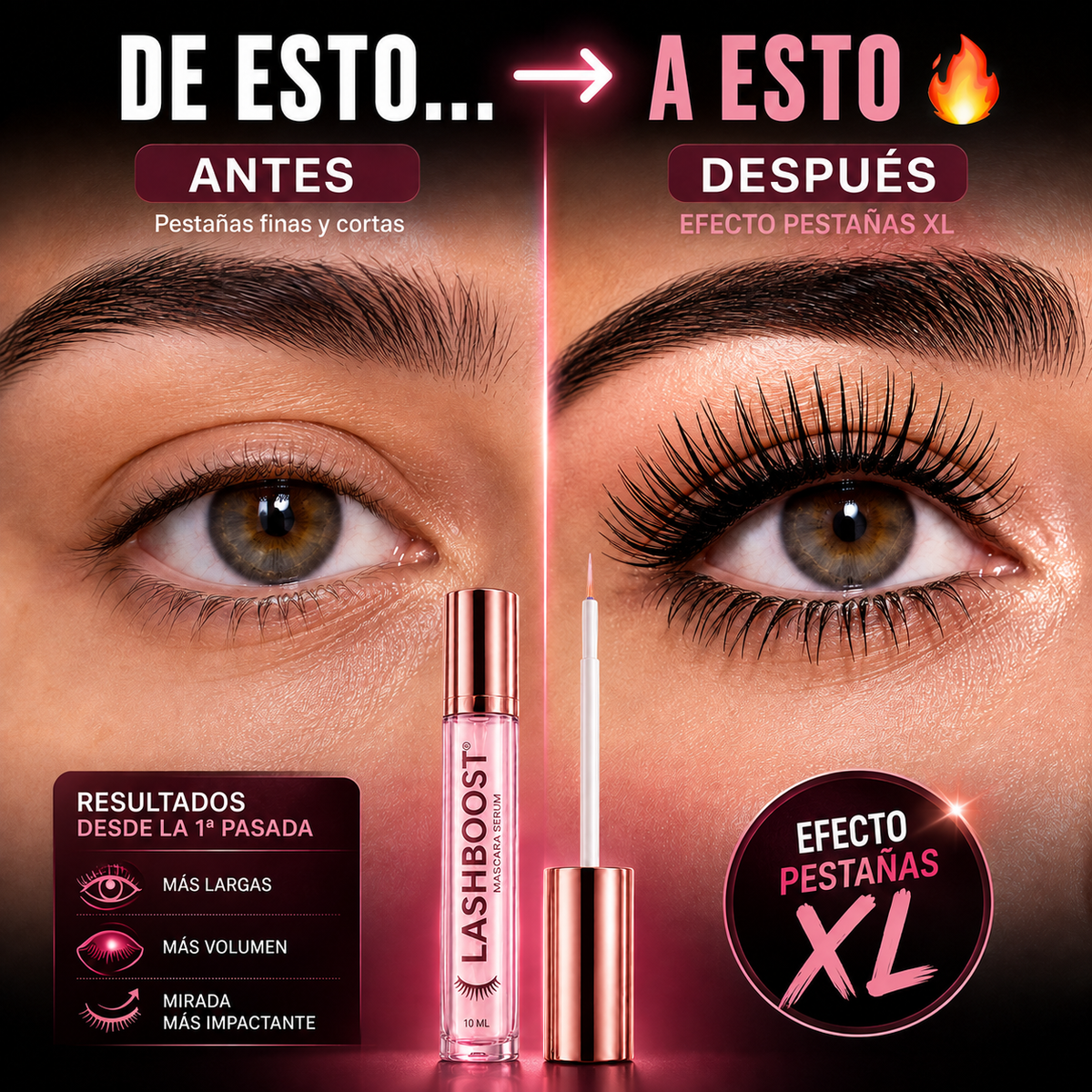 LASHBOOST® 2X1 Pestañas Más Largas y Voluminosas