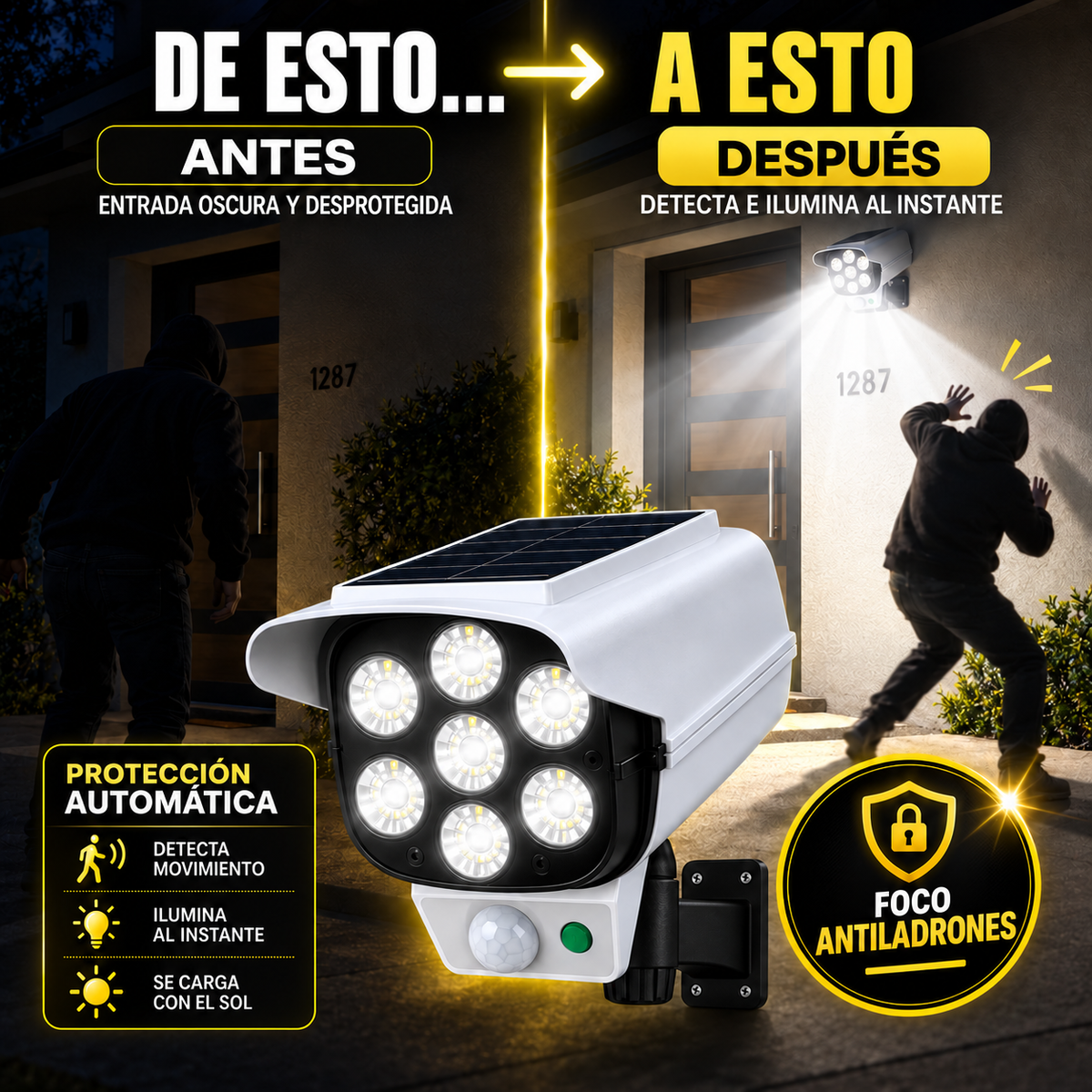 SUNSHIELD® | Foco Solar LED Tipo Cámara