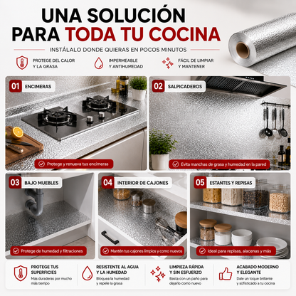 PAPEL DE ALUMINIO AUTOADHESIVO DE COCINA