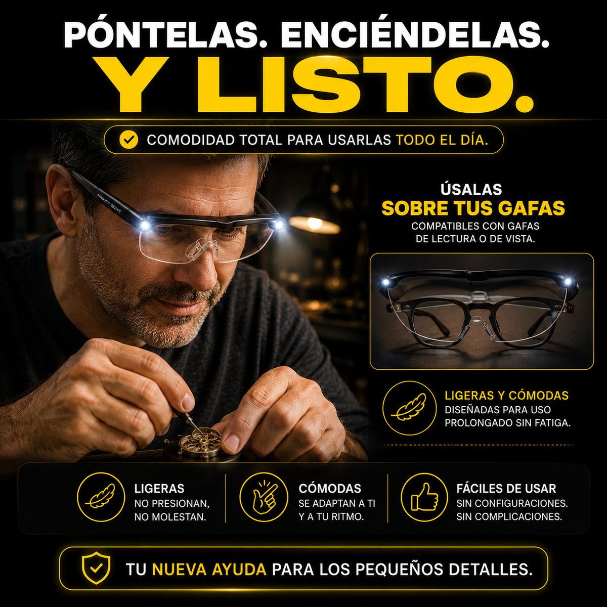 ZoomFlash® Gafas con Zoom y Linterna