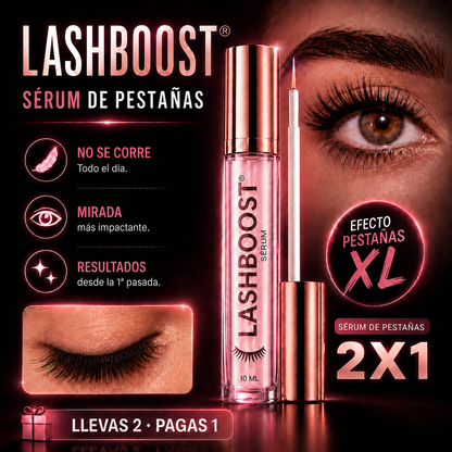 LASHBOOST® 2X1 Pestañas Más Largas y Voluminosas