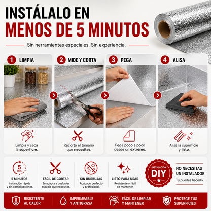 PAPEL DE ALUMINIO AUTOADHESIVO DE COCINA