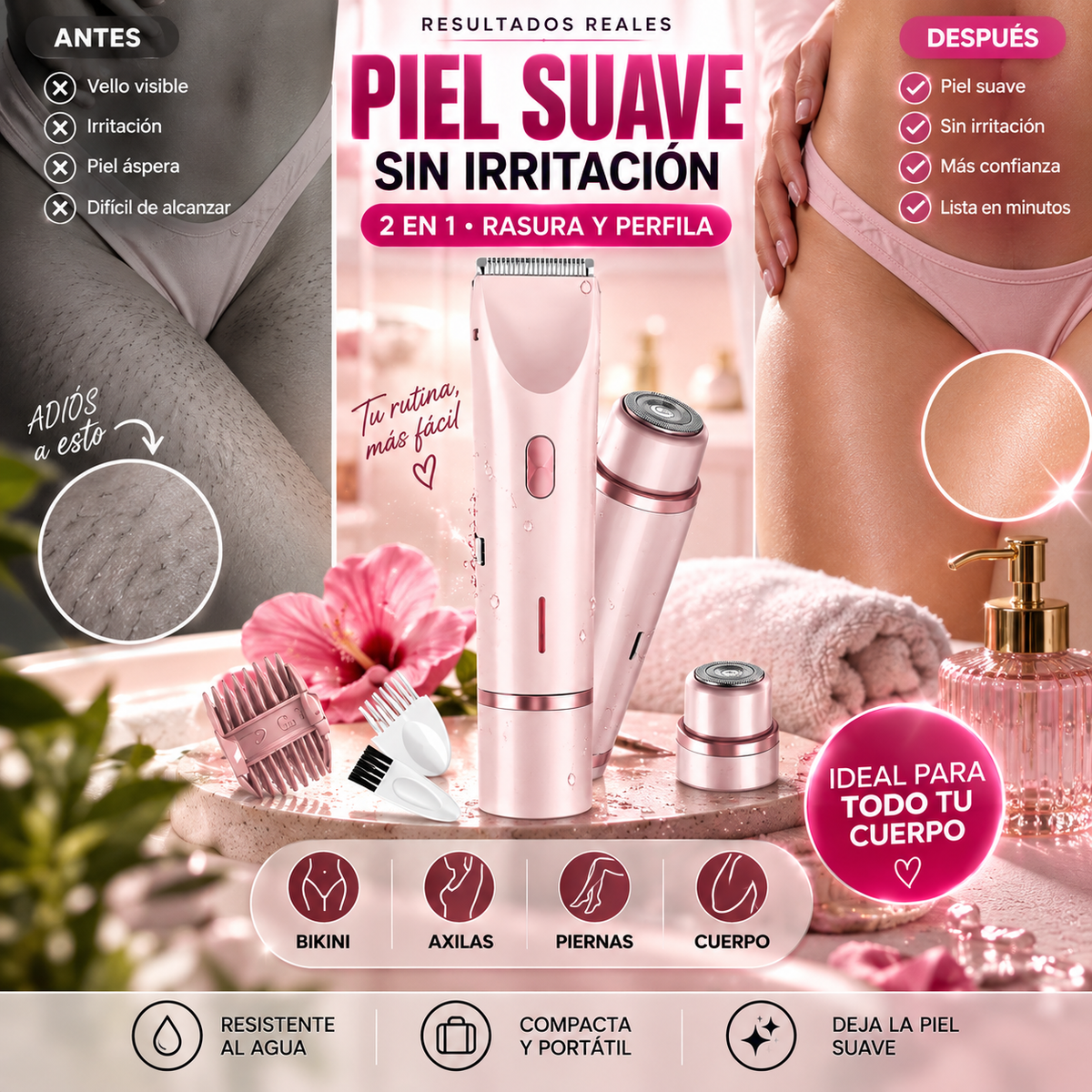 VELVIA® | Depiladora 2 en 1 de Precisión