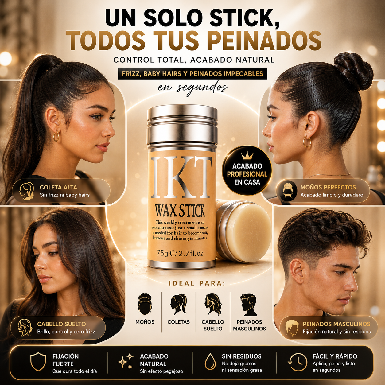 IKT WAX STICK® Adiós al Frizz en Segundos